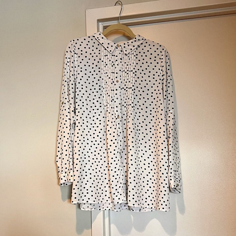 Seraphine White and Black Polka Dot Button Down Shirt